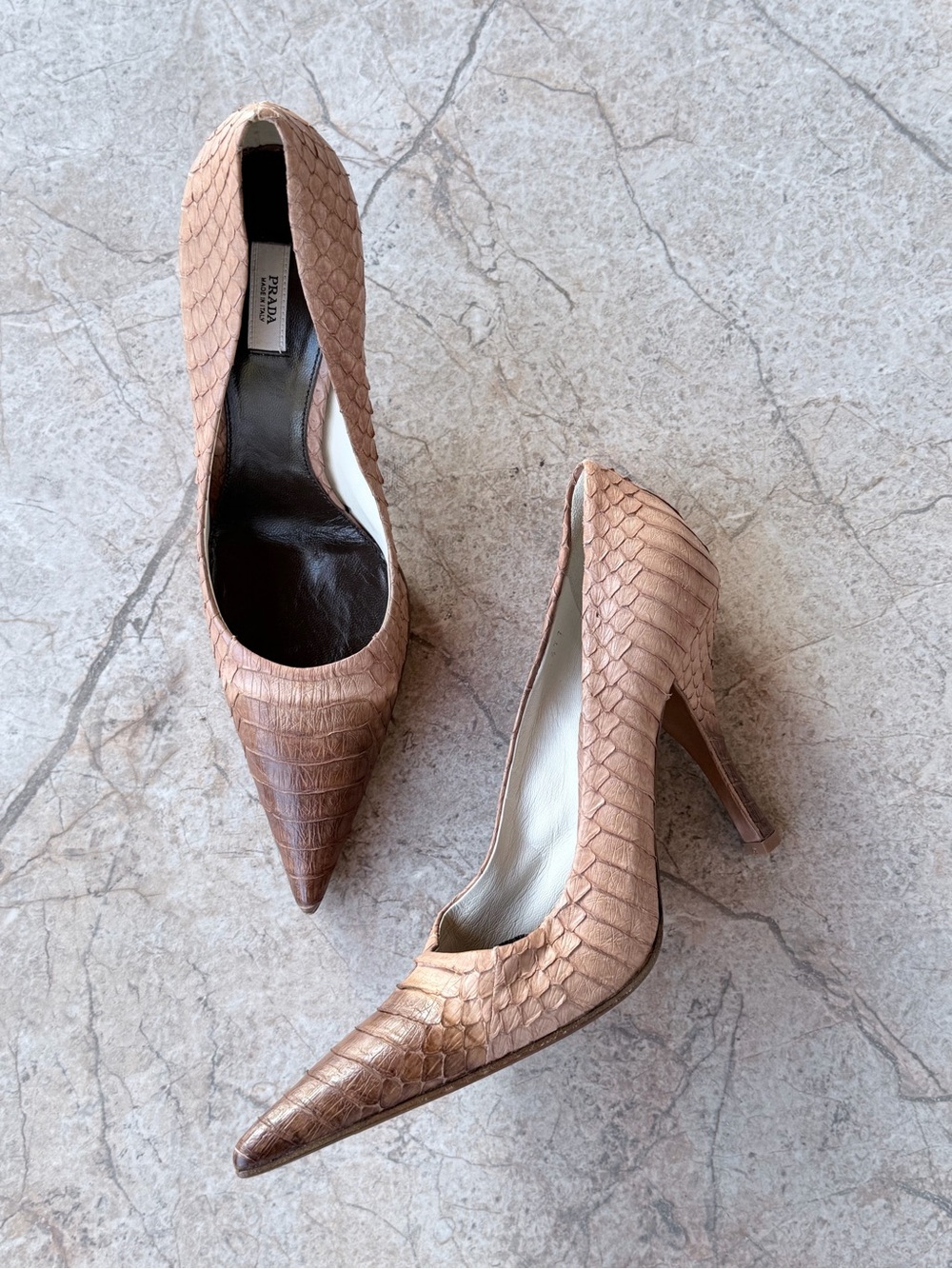Archival PRADA FW 2004 Ombre Python Pointed Toe Stiletto Pumps Heels